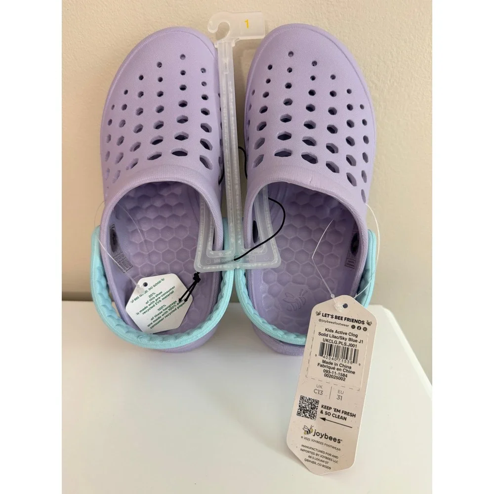 Joybees‎ Active Clog Kids J1 Lilac Sky Blue Slip On Water Shoes NWT